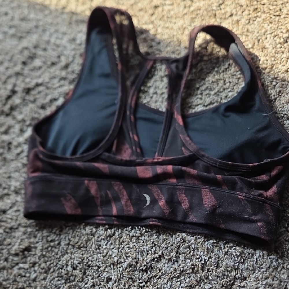 Women's Black and Red Sports Bra